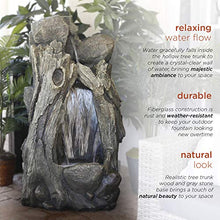 Alpine Corporation WIN270 52" Outdoor Rainforest Waterfall Tree Trunk Fountain with LED Lights, Cascading Water Feature for Garden, Patio, Backyard & Landscape Décor, Rustic, Brown