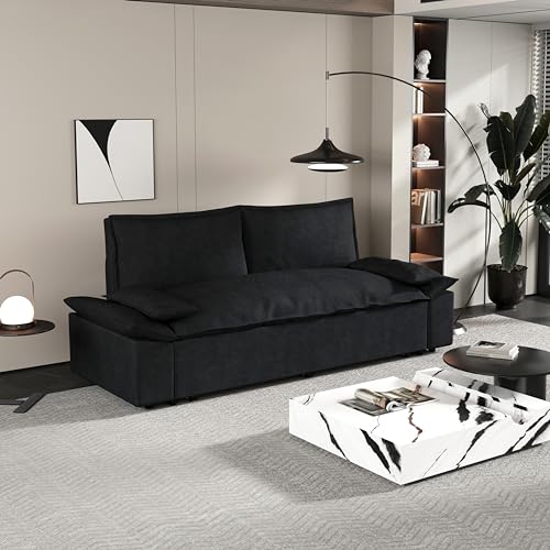 HomSof Queen Pull Out Sofa Bed 3-in-1 Convertible Velvet Loveseat Black