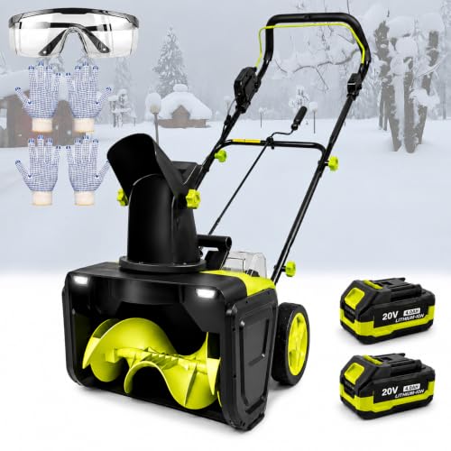 40V Cordless Snow Blower, 20-Inch Electric Snow Thrower 2 Batteries