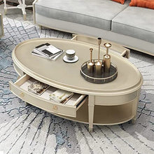 living room table Oval Coffee Table with Tray Desktop for Living Room, Elegant Wood Coffee Table with Storage Drawer and Shelf, Vintage Cocktail Table outdoor side table ( Color : B , Size : 150*80*48
