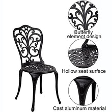 JKSVTF 3 Piece Aluminum Patio Bistro Set with Butterfly Design - All Weather Patio Furniture Sets with Umbrella Hole - Outdoor Table and Chairs