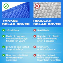 Sapphire Series Round Solar Pool Cover - Extra Durable 16-Mil Polymer Micro Bubble for 28 ft Round Above Ground Pool by Yankee, Keeps Water Warm, Prevents Loss, Weatherproof Solar Blanket