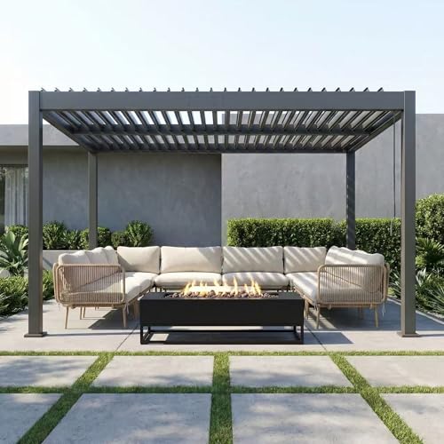 Kingdura Louvered Pergola 10'x10', Outdoor Pergola with Adjustable Louvered Roof, Reinforced Aluminum Frame Hardtop Gazebo for Patio Garden Deck Backyard, Grey