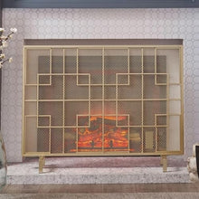 Fireplace Screen Nordic Iron Fireplace Divider Screen, Domestic Fire Screen with Mesh, Fireplace Fence Fireplace Screen (Color : A)