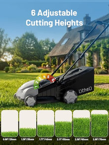 Litheli 40V Lawn Mower Electric, Push Mower, Lawnmower Battery Cordless