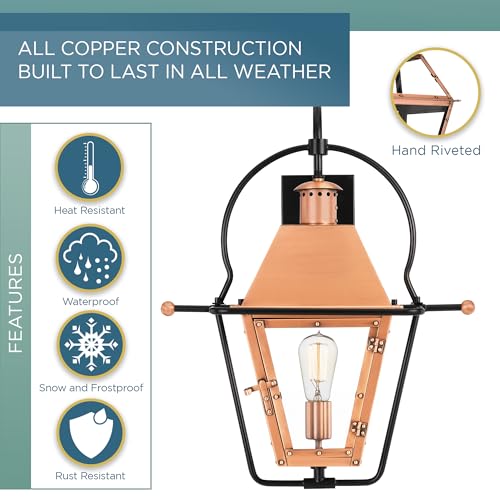 Quoizel Rue De Royal Charleston Outdoor Wall Lantern 22.5 Inch 1-Light Aged Copper