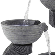 Three Cup 31 1/2" Large Gray LED Cascading Floor Outdoor Indoor Fountain