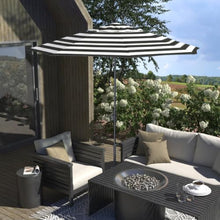 OROTLECT 11 Foot Grey Patio Umbrella With Aluminum Ribs Crank Lift In Cabana Classic Sunbrella