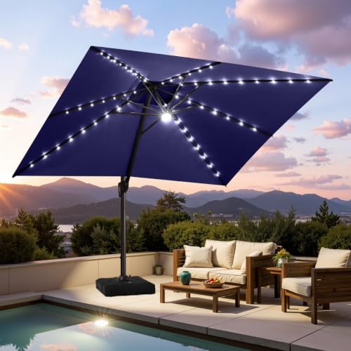 OROTLECT 13' X 10' Patio Lighted Cantilever Umbrella, Base Included