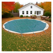 LZMZMQ Winter Inground Pool Safety Cover 8 10 12 15 18 20 21 24 27 30 ft Round, Yard Autumn Swimming Pool Replacement Mesh Net Covers W/Anchors, Dark Green(31.5'/9.6m (Round Cover))