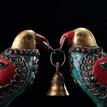 Generic 14" Tibetan Temple Collection Old Bronze and Gold Painted Gem Turquoise Bird Wind Chimes