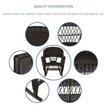 Jeco Set of 2 Wicker Rocker Chairs, Espresso