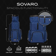 Lennox Backpack Cooler, Royal Black 28 Can Beach Cooler Backpack with 3,350D Nylon Lining, Backpack Coolers Insulated Leak Proof by Sovaro