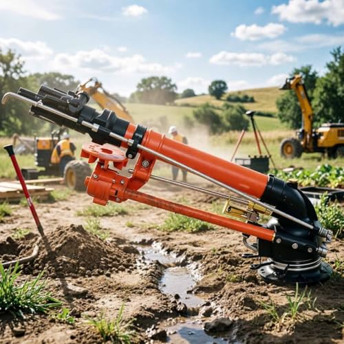 YXINHONGYUE High-Flow Agricultural Irrigation Gun - 360° Auto Rotation Professional Long-Range High-Pressure Watering System for Agricultural Irrigation (red)