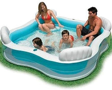 Air Swimming Pool Backrest Can Sit Swimming Pool Multi-Layer Inflatable Pool for Ages 3+ Kids and Adult 229x229x66 cm Backyard Water Party