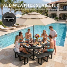 DWVO 38" Round Metal Picnic Table with Umbrella Hole