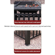 BNEI Outdoor fire Pit, Garden Multifunctional Heating Stove, Metal, with Protective mesh Cover, Suitable for Various Fuels, 81 * 81 * 50cm