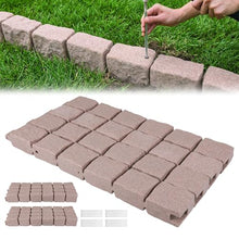 Faux Stone Landscape Edging Decorative Stone-Look Garden Border with 24 Pieces Spikes for DIY Outdoor Yard Landscaping