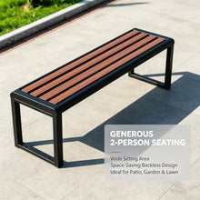 Vttui Backless Outdoor Bench, Metal Framed Park Bench