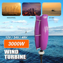 ZHOZHUT 3KW Vertical Axis Wind Turbine Generator Maglev Generator 12V / 24V / 48V Wind Turbine Generator Power Kit with MPPT Controller and 2 Fiberglass Blades for Highway, Home, Boat,Purple,3000W24V