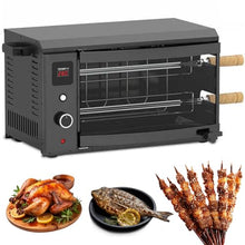 XYWGBMS Electric Rotisserie Grill, 2-Layer Auto Rotating Kebab Skewer Machine with Griddle, Smokeless BBQ for Chicken, Steak, Fish, Doner Kebab, Adjustable Temp & Time,Forked