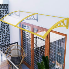 GJZDPMY Complete Awning Kit 47x134 in/120x340 cm -Outdoor Awnings for Windows Decks & Patios with Plastic Steel Bracket Gold Bracket & Transparent Panel for Enhanced Protection