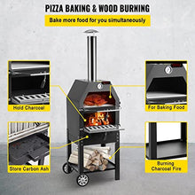 UHRLGHS 12" Wood Fried Pizza Oven with Wheels & Handle Labor-Saving 2-Layer Portable for Backyard Camping Site Park Outdoor Baking,