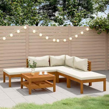 MNISDFL 6 Piece Patio Lounge Set with Cream Cushion Solid Acacia Wood