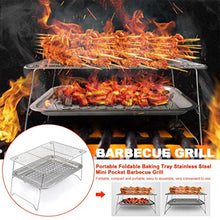3 Pieces Barbecue Grill Stainless Steel Accessories Kitchen Tools Picnic Portable Foldable Household Accessories for Outdoor Use