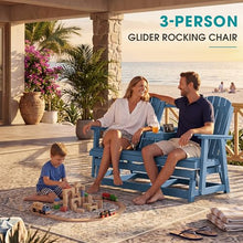 SERWALL 3 Person Glider Bench with iPad Placement and Cup Holder,Navy