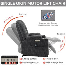 Power Lift Recliner Chair for Elderly with Massage & Heat, Chenille, Grey