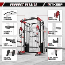 RitKeep Fitness PMAX 5600 Smith Machine 6-in-1 Home Gym Black&Red