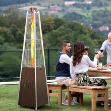 48,000 BTU Patio Heater with Wheels Propane Outdoor Heater for Terrace Garden Poolside 360° Pyramid Heater with Protective Cover Stainless Steel and Glass Brown