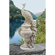 Design Toscano Staverden Castle Peacock on an Urn Garden Statue, 34 Inch Tall, Cast Stone Resin, Antique Stone Finish