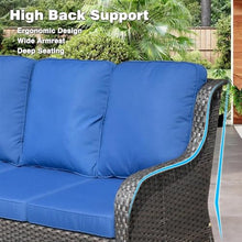 UOPYNE 6-PCS Patio Furniture Sets with Swivel Rocking Chair and Thick Cushion Outdoor Conversation Sets 6 Pcs, 2 x Swivel Cushioned Sofa Chairs, 1x3-Seat Sofa, 2xOttomans for Backyard Poolside