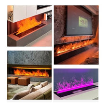 Fireplace 128-color Adjustable Mist Fireplace, Ultra-thin Steam 3D Simulated Flame Decoration, with Remote Control and Panel Control Fireplace 3D Fireplaces ( Color : Brushed stainless steel , Size :