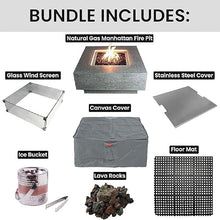 Elementi Manhattan 36" Propane Concrete Outdoor Fire Pit Table Bundle