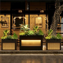 YUHUAWF Garden Bench Splicable Outdoor Planter Box Decorative Night View Flower Bed Planter Box with Bench