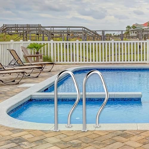 Pool Handrail Swimming Handrail, Pool Safety Hand Rail, Pool Railing, 304 Stainless Steel Kit, Silver, Rustproof Pool Handrail, Humanised Handrail, 200Kg Load Capacity