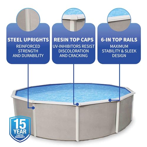 Blue Wave Belize 27-Feet Round 52-Inch Deep Swimming Pool Package Beige