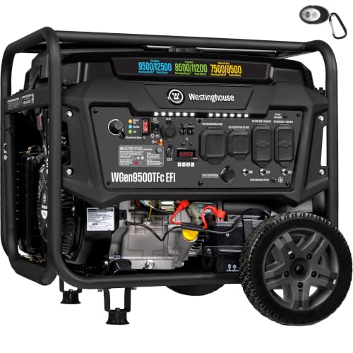 Westinghouse 12500 Peak Watt EFI Tri-Fuel Home Backup Portable Generator, Remote Electric Start, Transfer Switch Ready, Gas, Propane, and Natural Gas Powered, CARB Compliant