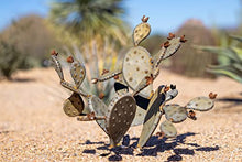 Desert Steel Prickly Pear Cactus - Indoor/Outdoor Metal Yard Art & Yard Decor, All Weather - Round (20”H x 26”W x 23" D)