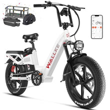 W Wallke Electric Bike for Adults 48V 40Ah 1600W/2800W Peak Dual Motor Fast Long Range Ebike 20 inch Fat Tire Full Suspension Electric Bicycle 31/34MPH Step Thru E-bike APP Control UL2849 Certified White