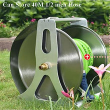 VIXARKO Garden Hose Holder Stainless Steel Garden Hose Reel Heavy Duty Hose Holder, Wall/Floor Mounted Metal Water Hose Reel with Crank Handle and Dust-Proof Lid Garden Hose Reel