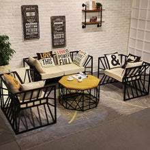 JOSOGO Garden Lounge Set with Cushions,Outdoor Backyard Porch Loveseat Chairs Furniture with Table， Modular Seating Sofa and Table for Patio(D)