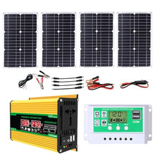 ZXDZTZ 4000W Complete Solar Inverter Kit with 50A Controller and 100W Solar Panel Home Grid System Solar Generator for Home and Outdoor Power System(Yellow,12V-110V)