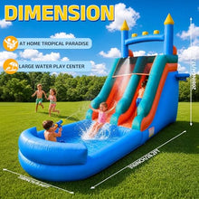HESMAX 26FT Inflatable Water Slide with Splash Pool, PVC Thickened Material Easy Setup Outdoor Summer Water Play Toy for Kids Adults Backyard Party Use-Blue Castle