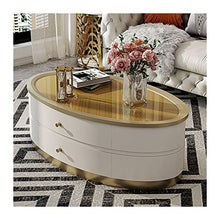 Living Room Table Modern Luxury Coffee Table with Unique Desktop and Stable Base, Oval Sofa Table Center Table with 2 Large Drawers, for Living Room and Office Outdoor Side Table (Color : B, Size :