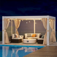COSIEST 10'×13' Louvered Aluminum Pergola with Adjustable Roof & Curtains White