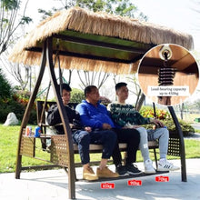 2/3-Seat Deluxe Outdoor Patio Porch Swing with Footrest, Solar LED Light and Cushions,Adjustable Canopy,Aluminum Alloy,Outdoor Hammock Swinging Chairs, for Garden(Small)